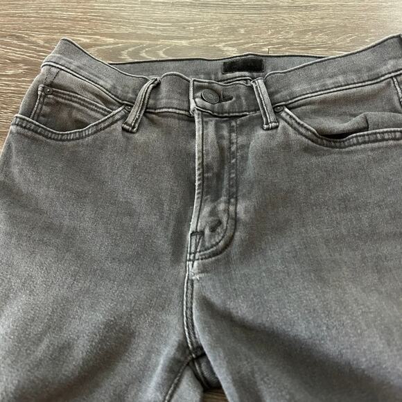 GUC Mother The Rascal Ankle Snippet Jeans 27 Dear Mr. Black Cropped Slim Raw Hem - Picture 12 of 15